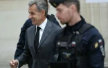 L'ancien président de la République Nicolas Sarkozy arrive au tribunal pour son procès en appel du dossier "Bygmalion", le 8 novembre 2023 à Paris