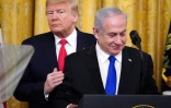 Le président américain Donald Trump (à gauche) et le Premier ministre israélien Benjamin Netanyahu (à droite), lors de l'annonce du plan de paix américain pour le Moyen-Orient, à Washington, le 28 janvier 2020
