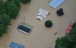 Vue aérienne diffusée par la Garde nationale du Kentucky des inondations dans la région de Jackson, le 30 juillet 2022