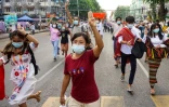 Manifestation à Rangoun contre le coup d'Etat militaire en Birmanie, le 3 juin 2021