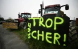 Des agricultures bloquent une raffinerie Total lors d'une manifestation contre le prix des carburants, le 16 mars 2022 Ă Toulouse