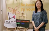 Doris Chong, responsable de l'ONG Association Concerning Sexual Violence Against Women, pose le 22 juillet 2025 à Hong Kong 