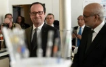 François Hollande et le président pakistanais Jawad Akhai du site pharmaceutique de Martin Dow à Meymac, le 16 mars 2017