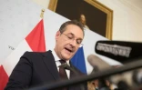 Le vice-chancelier autrichien et président du FPOe Heinz-Christian Strache lors d'une conférence de presse, à Vienne le 18 mai 2019