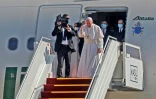 Le pape François avant son départ d'Irak, après trois jours de visite, le 8 mars 2021 à Bagdad