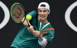 Le Français Ugo Humbert face à l'Australien John Millman au 1er tour de l'Open d'Australie, le 21 janvier 2020 à Melbourne