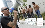 Des migrants africains et des ISraéliens manifestent à Tel-Aviv contre la volonté affichée du gouvernement d'expulser des milliers de migrants, le 3 avril 2018