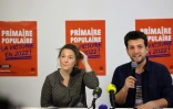 Mathilde Imer et Samuel Grzybowski, qui font partie des organisateurs de la primaire populaire, tiennent une conférence de presse le 15 janvier 2022 à Paris