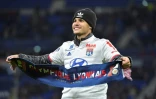 La nouvelle recrue lyonnaise Bruno Guimaraes lors de sa présentation au public du Parc OL, lors du quart de finale de Coupe de France contre Marseille, le 12 février 2020 