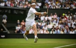Andrey Rublev vainqueur du Kazakh Alexander Bublik à Wimbledon, le 9 juillet 2023  