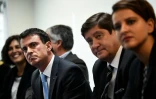Myriam El Khomri, Manuel Valls, Patrick Kanner et Najat Vallaud-Belkacem le 26 octobre 2015 aux Mureaux