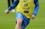 Samir Nasri avec une chasuble ciglée Nike lors d'un entraînement des Bleus le 18 mai 2012 à Clairefontaine, avant l'Euro organisé en Ukraine et Pologne