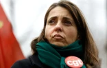 La secrétaire générale de la Confédération générale du travail (CGT) Sophie Binet lors d'une manifestation des salariés de Renault-Stellantis à Paris, le 4 février 2025