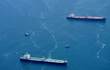 Des navires en attente pour entrer dans le port de Los Angeles, le 26 juillet 2023, aux Etats-Unis