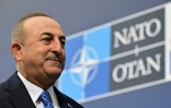 Le ministre turc des Affaires étrangères Mevlut Cavusoglu arrive à une réunion informelle de l'Otan à Berlin, le 14 mai 2022
