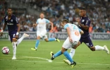 L'attaquant de Marseille Valere Germain inscrit un but lors de la réception de Toulouse le 10 août 2018
