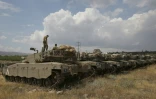 Des tanks israéliens postés dans la partie du Golan occupé par Israël, près de la frontière avec la Syrie, le 9 mai 2018.