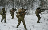 Des soldats ukrainiens à l'entraînement dans la région de Donetsk, le 16 février 2025