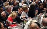 Emmanuel Macron à coté de sa femme Brigitte Macron lors du diner du Crif à Paris le 7 mars  2018