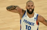 Evan Fournier lors de la victoire des Bleus contre le Canada, en quart de finale du tournoi olympique, le 6 août 2024 à Paris