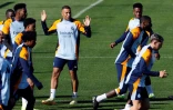 Kylian Mbappé (c) lors d'une session d'entraînement avec ses coéquipiers du Real Madrid, le 18 octobre 2024 à Valdebebas, près de Madrid