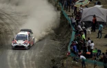 La Toyota Yaris du Français Sébastien Ogier durant le rallye du Mexique, disputé près de Leon, dans l'état du Guanajuato, le 14 mars 2020.