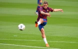 L'attaquant français de Barcelone, Antoine Griezmann, à l'échauffement avant le match du Trophée Joan Gamper contre Elche, au Camp  Nou, le 19 septembre 2020