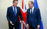Le Premier ministre britannique David Cameron et le président du Conseil européen Donald Tusk le 18 février 2016 à Bruxelles