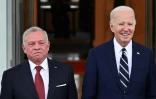 Le président américain Joe Biden et le roi Abdallah II de Jordanie (g) à la Maison Blanche, le 12 février 2024 à Washington