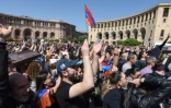 Manifestation d'opposants à erevan le 25 avril 2018