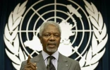 L'ancien secrétaire général des Nations unies Kifi Annan, lors d'une conférence de presse le 29 mars 2009 à New York.