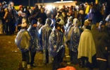 Des migrants bloqués le 19 octobre 2015 Bregana-Obrezje à la frontière entre la Slovénie et la Croatie