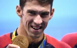 La 23e médaille d'or olympique de Michael Phelps, conquise avec le relais 4x100 m quatre nages, le 13 août 2016 aux Jeux de Rio