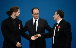 Lilan Lepere et Michel Catalano décorés par François Hollande le 29 septembre 2016 à Dammartin-en-Goële 