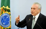 Le président brésilien Michel Temer lors d'une conférence de presse le 18 mai 2017 à Brasilia