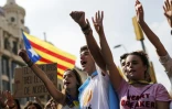 Manifestation de la Place d'Espagne vers la Place de Catalogne contre le référendum d'autodétermination, le 3 octobre 2017 à Barcelone
