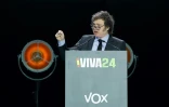 Le président argentin Javier Milei lors de la Convention "Europa Viva 24" à laquelle participent une dizaine de partis nationalistes européens, le 19 mai 2024 à Madrid