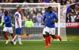 Samuel Umtiti auteur de l'ouverture du score avec les Bleus contre l'Islande au Stade de France, le 25 mars 2019