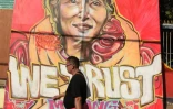 Un mur peint représentant Aung San Suu Kyi à Rangoun le 13 novembre 2015