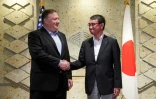Le secrétaire d'Etat américain Mike Pompeo et le ministre des affaires étrangères japonais Taro Kono, à Tokyo le 8 juillet 2018