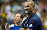 L'entraîneur de la France Didier Dinart lors du match nul 25-25 face à l'Allemagne lors du Mondial à Berlin le 15 janvier 2019