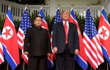 Donald Trump et Kim Jong Un lors de leur première rencontre, le 12 juin 2018 à Singapour