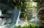 Photo fournie le 26 juillet 2022 par le projet de mégalopole futuriste NEOM montrant le plan de conception des structures parallèles de 500 mètres de haut, connues sous le nom de "The Line", au c&oelig;ur de la ville, sur la mer Rouge