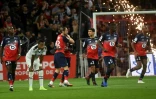 Le milieu turc de Lille Yusuf Yazici (3e en partant de la g.) vient de marquer contre Bordeaux, le 26 octobre 2019 à Villeneuve-d'Ascq