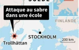 Localisation de l'attaque d'un homme avec un sabre dans une école de Trollhättan, en Suède