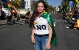 Natalia Vasquez, une collégienne protestant à La Paz le 29 octobre 2019 contre le résultat annoncé de la présidentielle bolivienne.