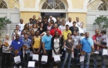 Vendredi 26 août 2011 - Gilbert Annette et les sportifs dionysiens médaillés des Jeux des Iles de l'Océan Indien 
(Photo Michel Désiré)