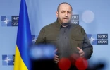 Le ministre ukrainien de la Défense Roustem Oumarov lors d'une conférence de presse au siège de l'Otan, le 13 février 2025 à Bruxelles