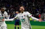 L'attaquant lyonnais Martin Terrier buteur lors de la demi-finale de la Coupe de France face au Paris-SG, à Décines-Charpieu, le 4 mars 2020