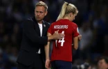 La star norvégienne Ada Hegerberg sort lors du match de l'Euro contre l'Angleterre (8-0), à Brighton, le 11 juillet 2022
